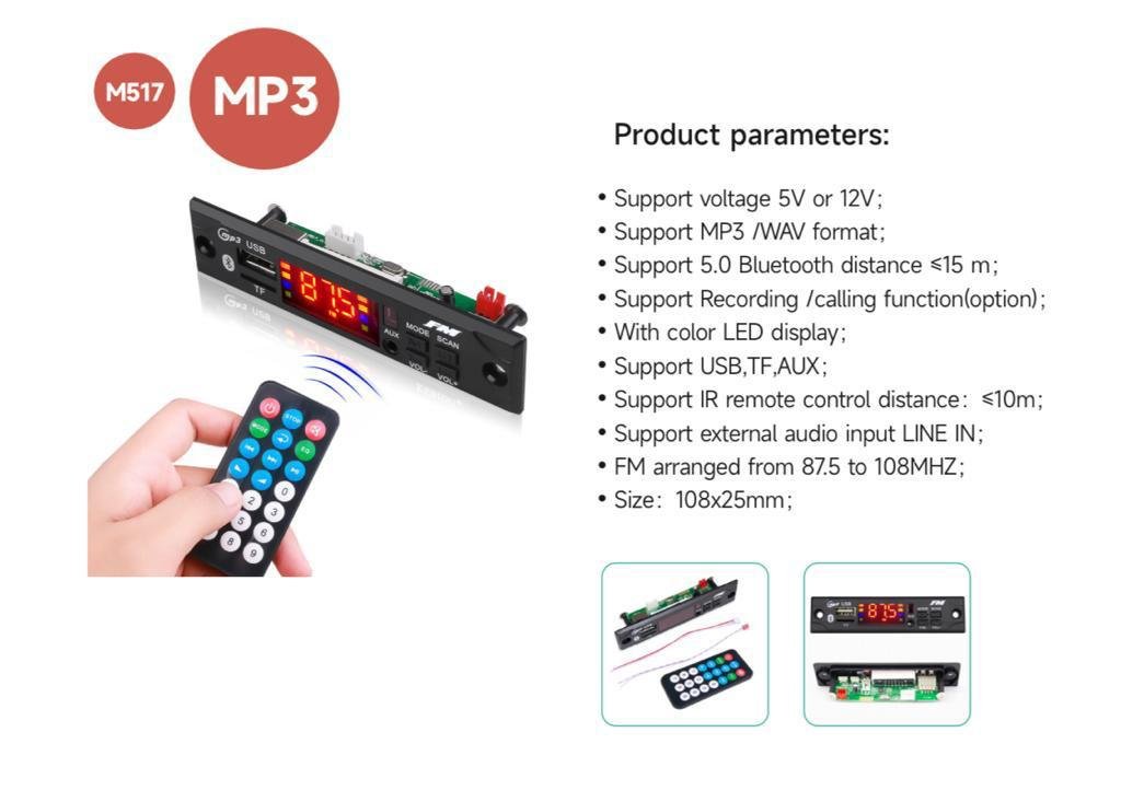 M517 MP3 Bluetooth Decoder Board