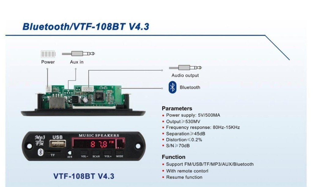 VTF-108BT V4.3 Bluetooth Module